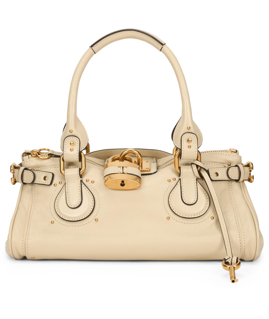 CHLOE Бежевая кожаная сумка с короткими ручками, фото 2