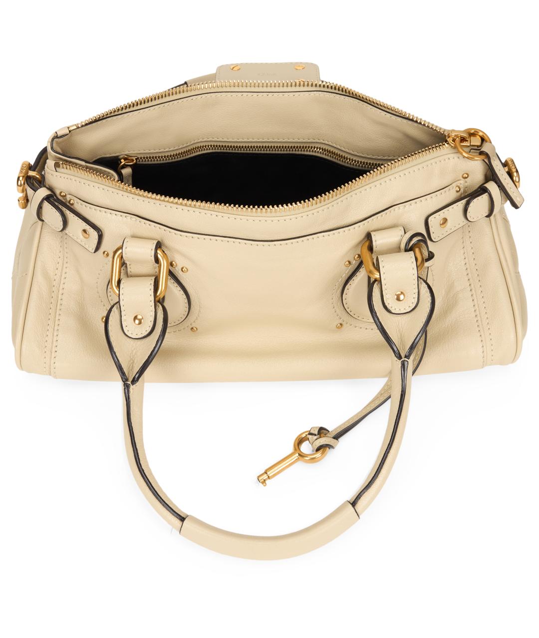 CHLOE Бежевая кожаная сумка с короткими ручками, фото 5