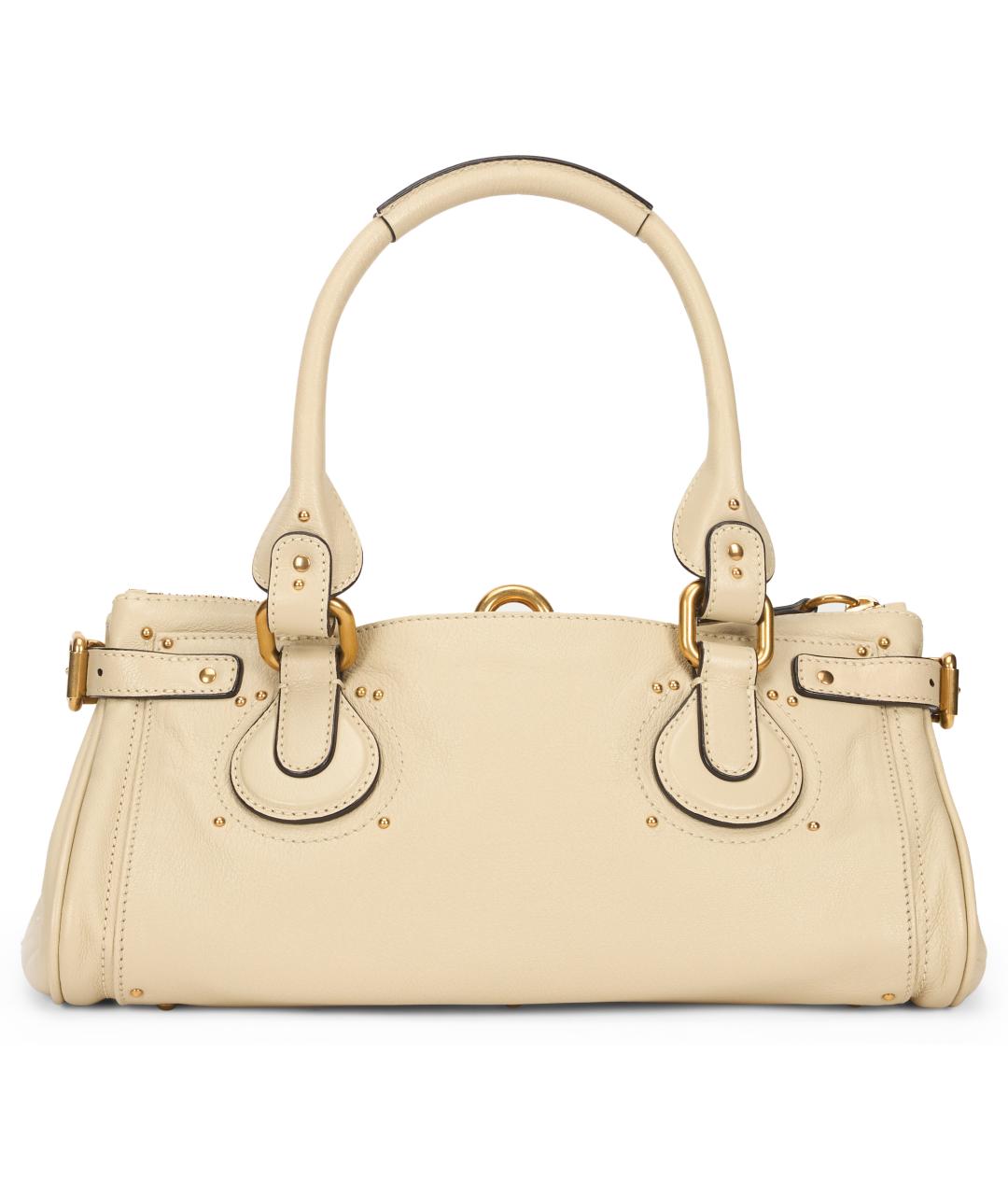 CHLOE Бежевая кожаная сумка с короткими ручками, фото 4