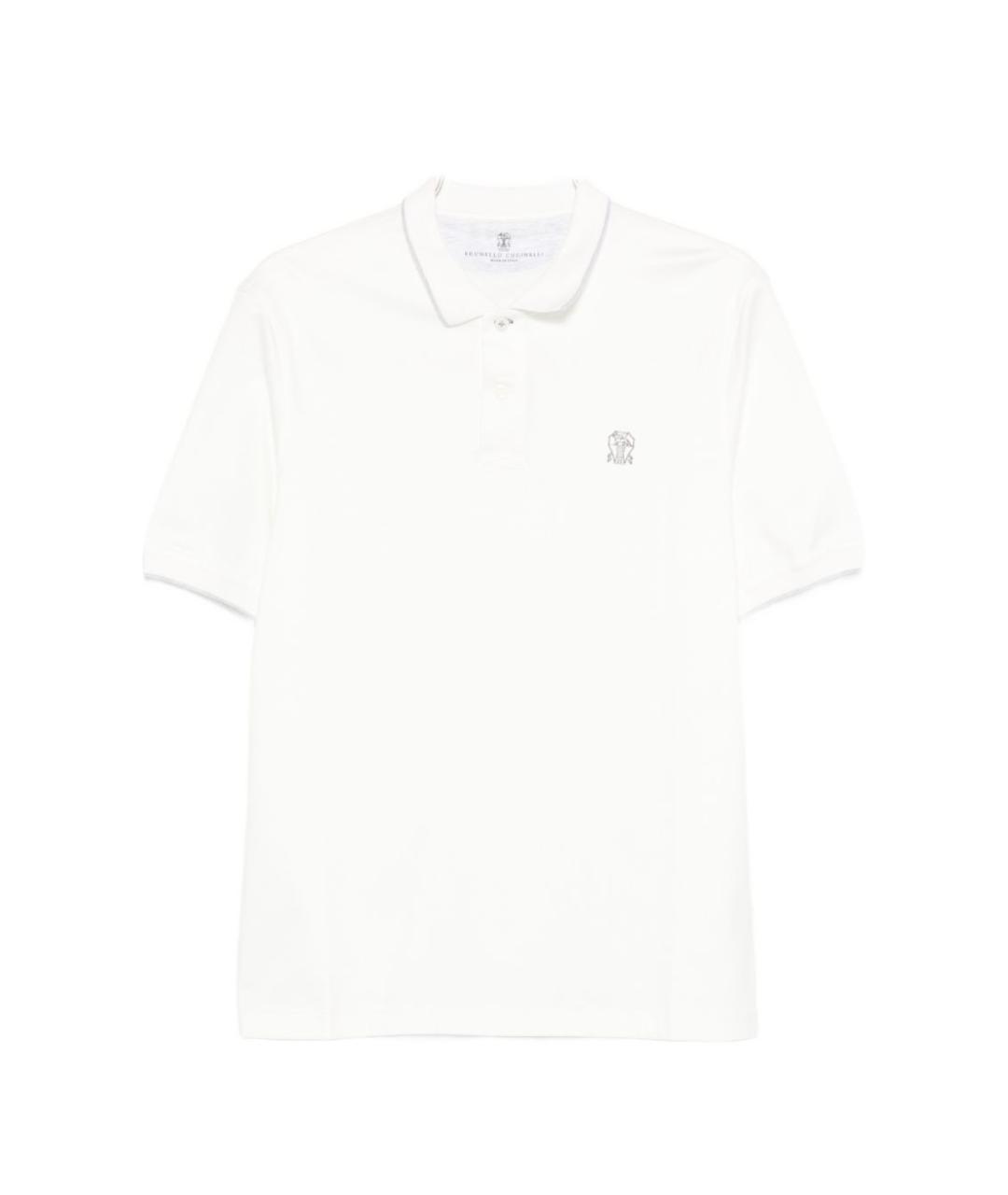 BRUNELLO CUCINELLI Белое хлопковое поло с коротким рукавом, фото 1
