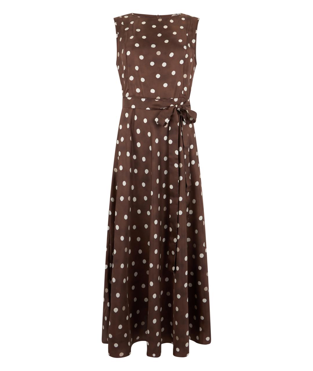 'S MAX MARA Коричневое шелковое повседневное платье, фото 1