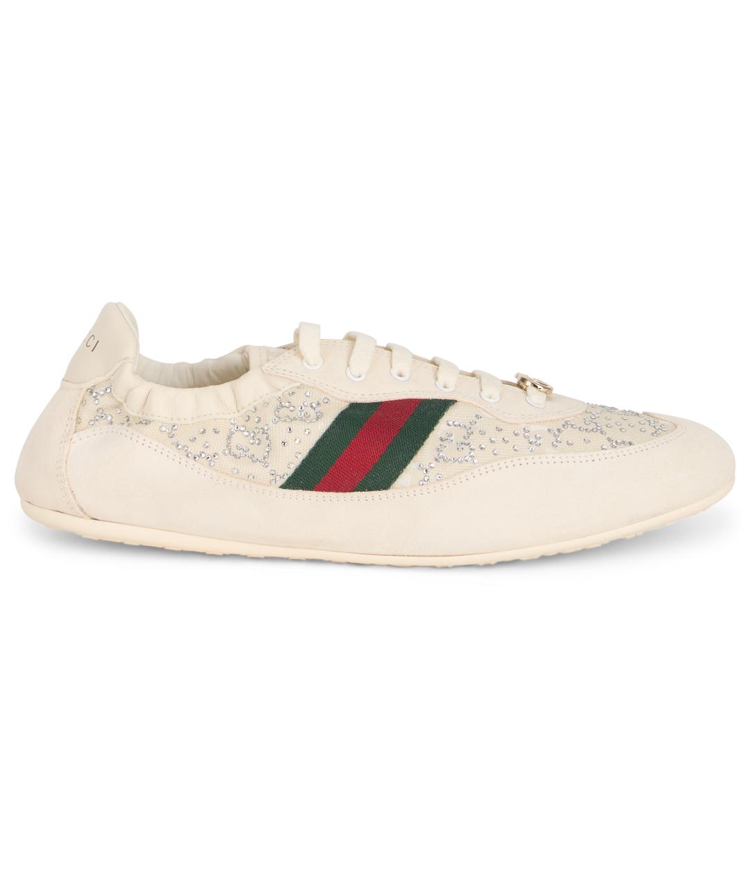 GUCCI Бежевые кожаные кроссовки, фото 2