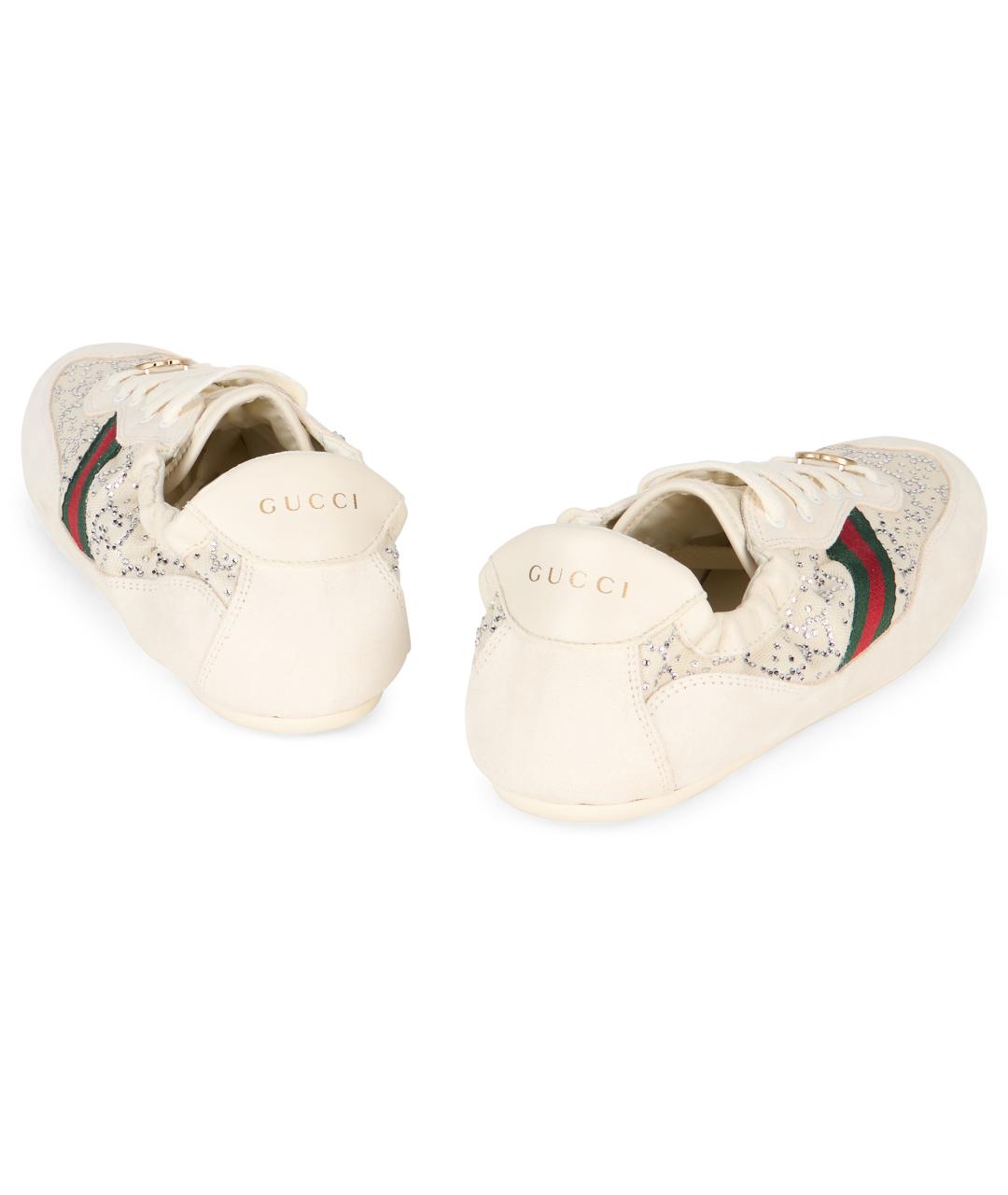 GUCCI Бежевые кожаные кроссовки, фото 4