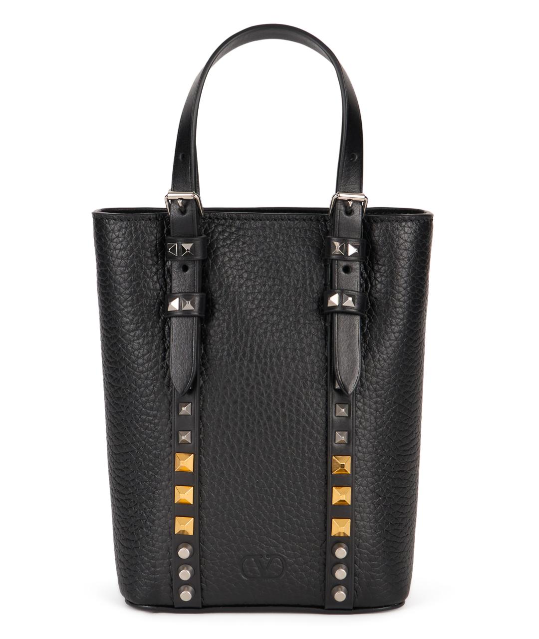 VALENTINO Черная кожаная сумка тоут, фото 2