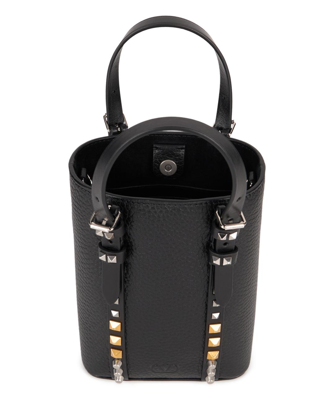 VALENTINO Черная кожаная сумка тоут, фото 5