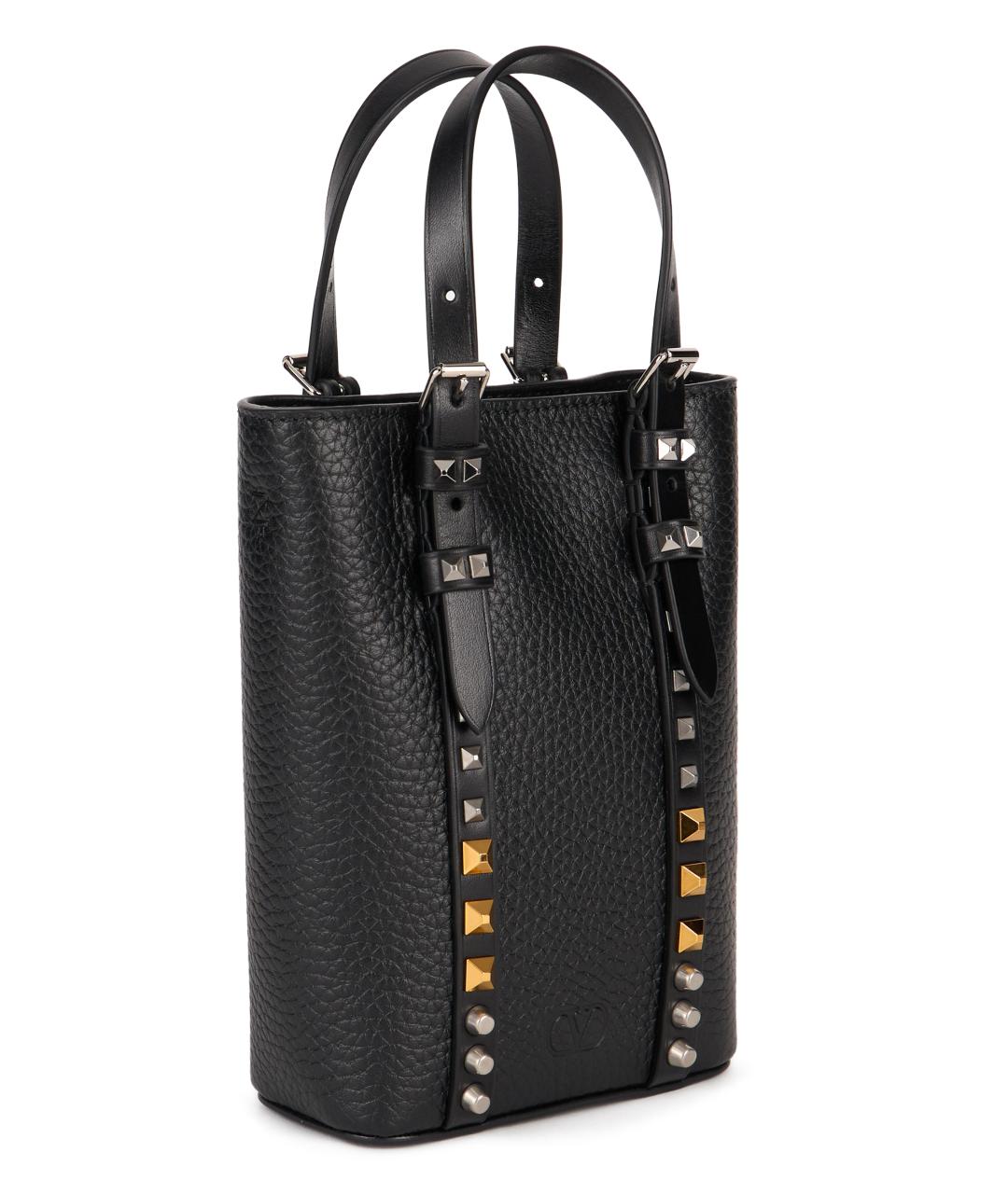 VALENTINO Черная кожаная сумка тоут, фото 3