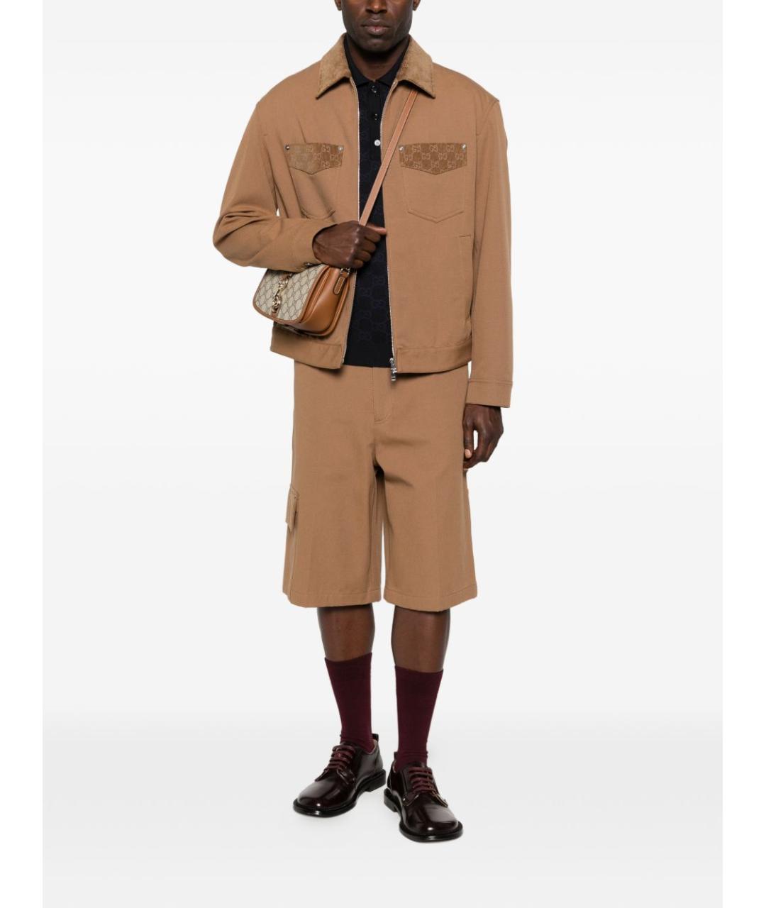 GUCCI Коричневые хлопковые шорты, фото 4