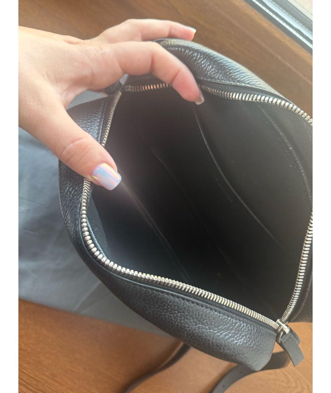 BALENCIAGA Черная кожаная сумка через плечо, фото 5