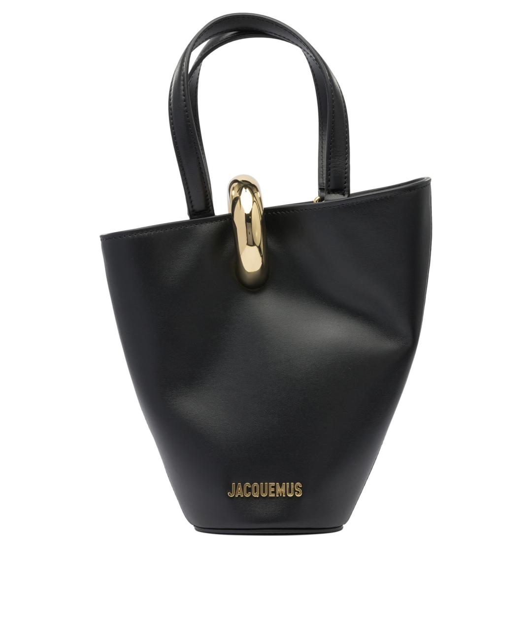 JACQUEMUS Черная кожаная сумка тоут, фото 1