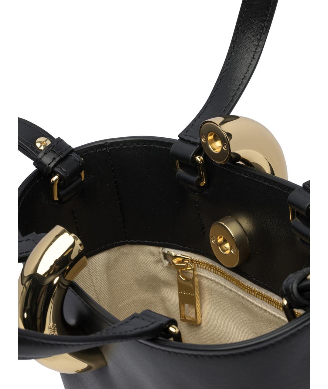 JACQUEMUS Черная кожаная сумка тоут, фото 5