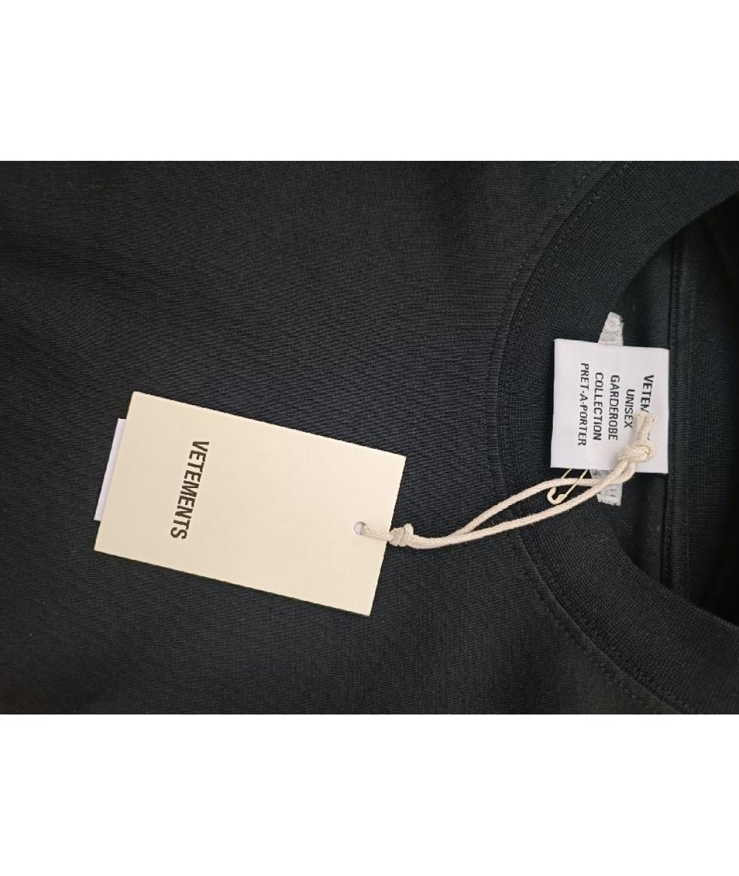 VETEMENTS Черная хлопковая футболка, фото 3