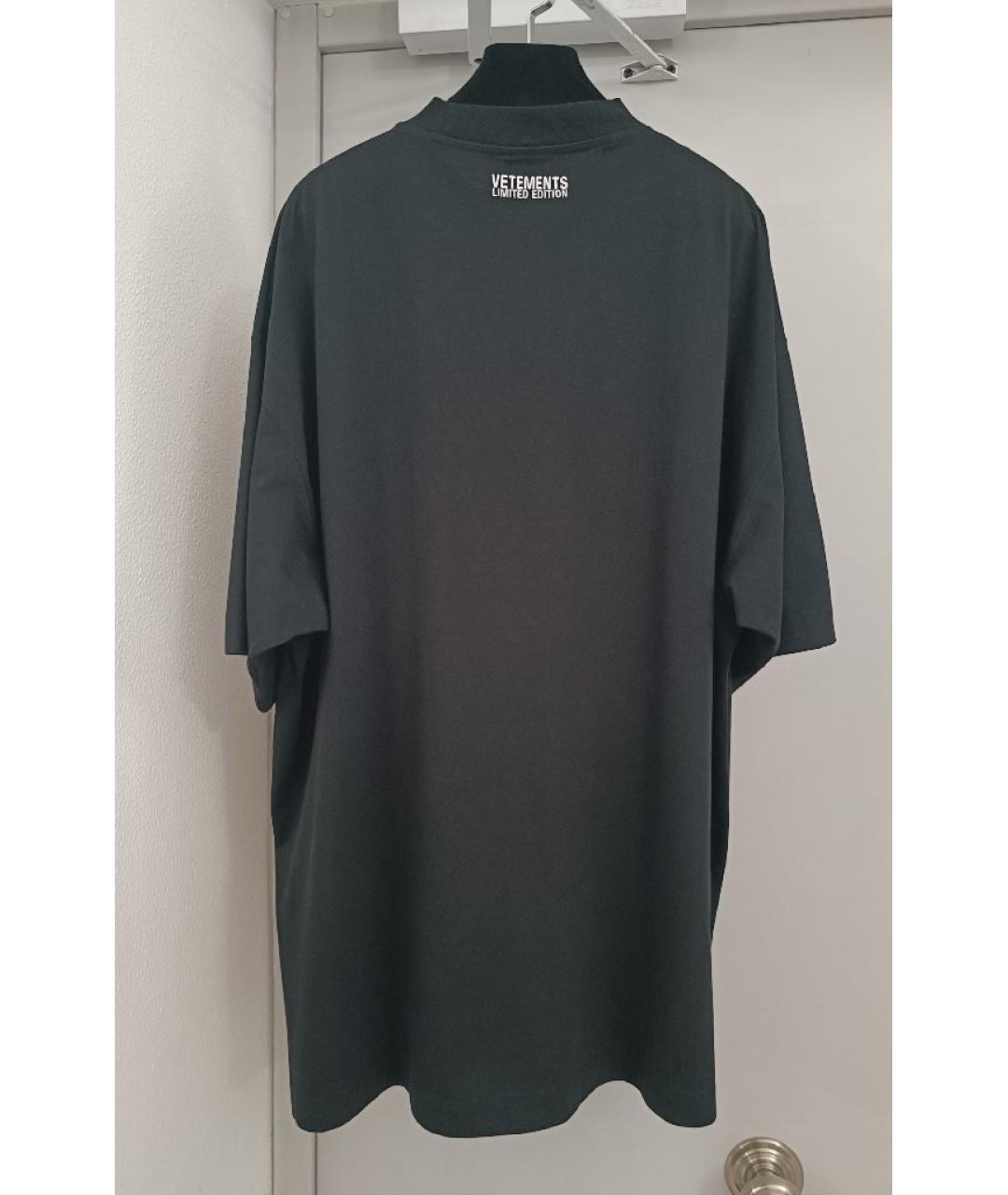 VETEMENTS Черная хлопковая футболка, фото 2