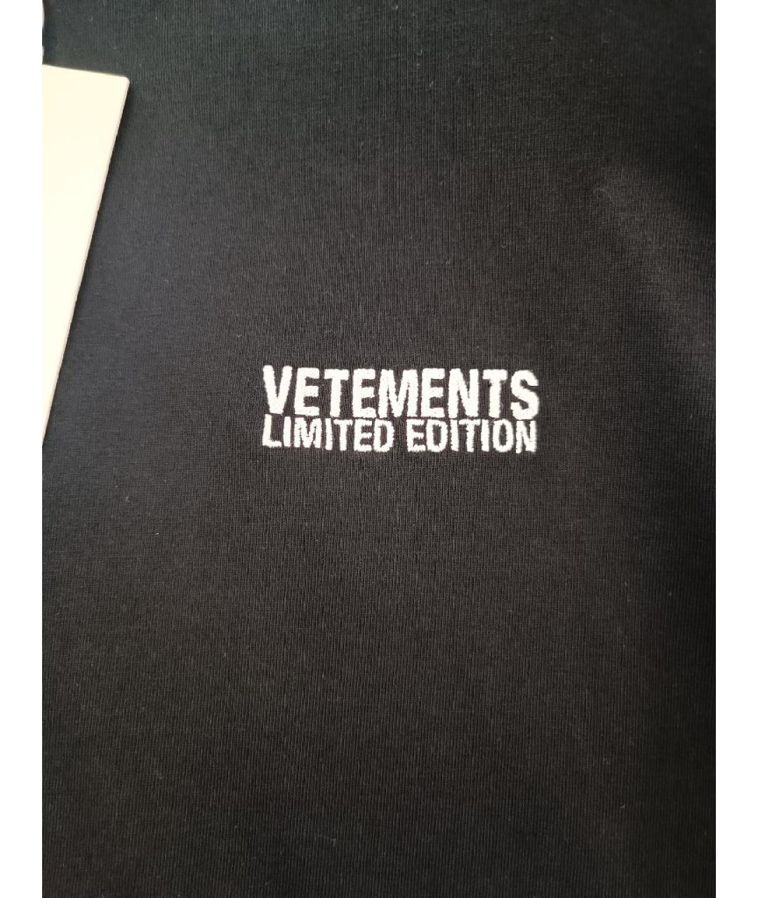 VETEMENTS Черная хлопковая футболка, фото 5