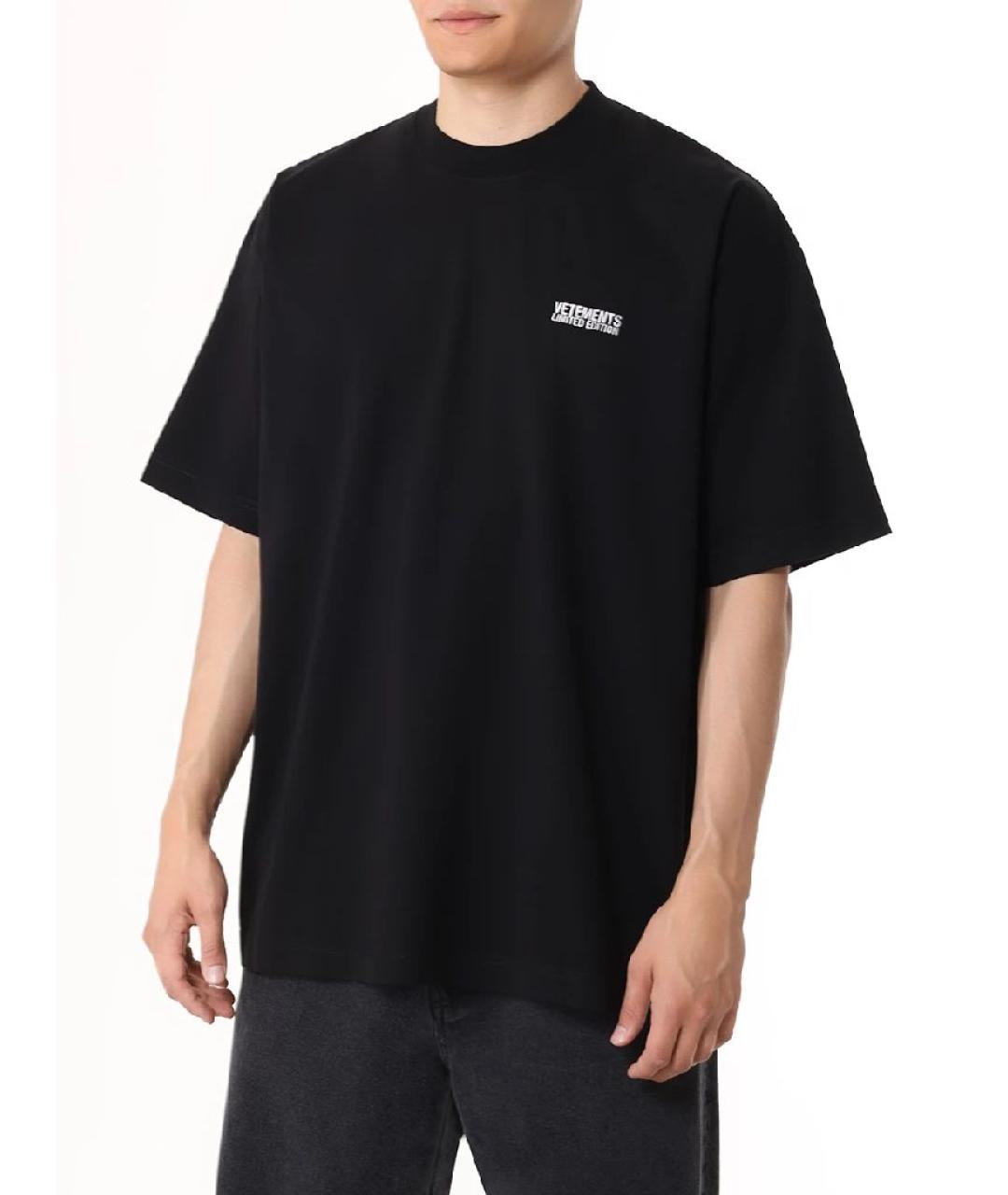 VETEMENTS Черная хлопковая футболка, фото 7