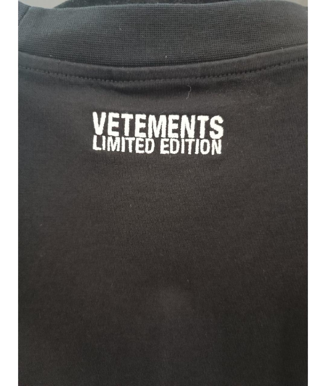 VETEMENTS Черная хлопковая футболка, фото 6