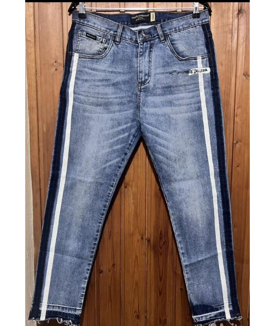 DOLCE&GABBANA Голубые хлопковые джинсы скинни, фото 10