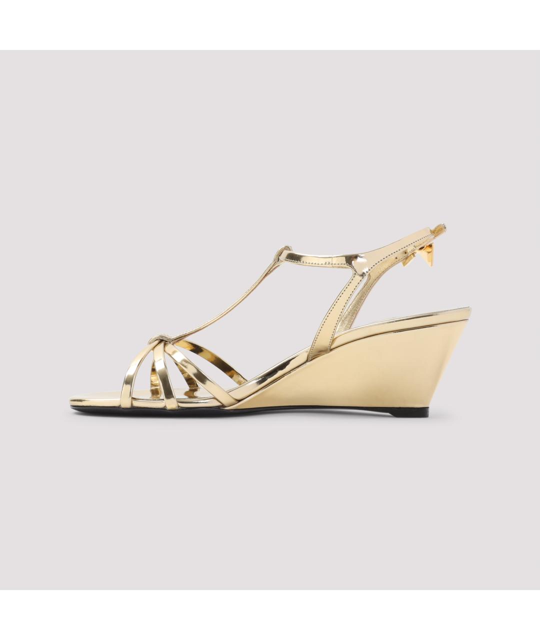 PRADA Золотые кожаные босоножки, фото 3