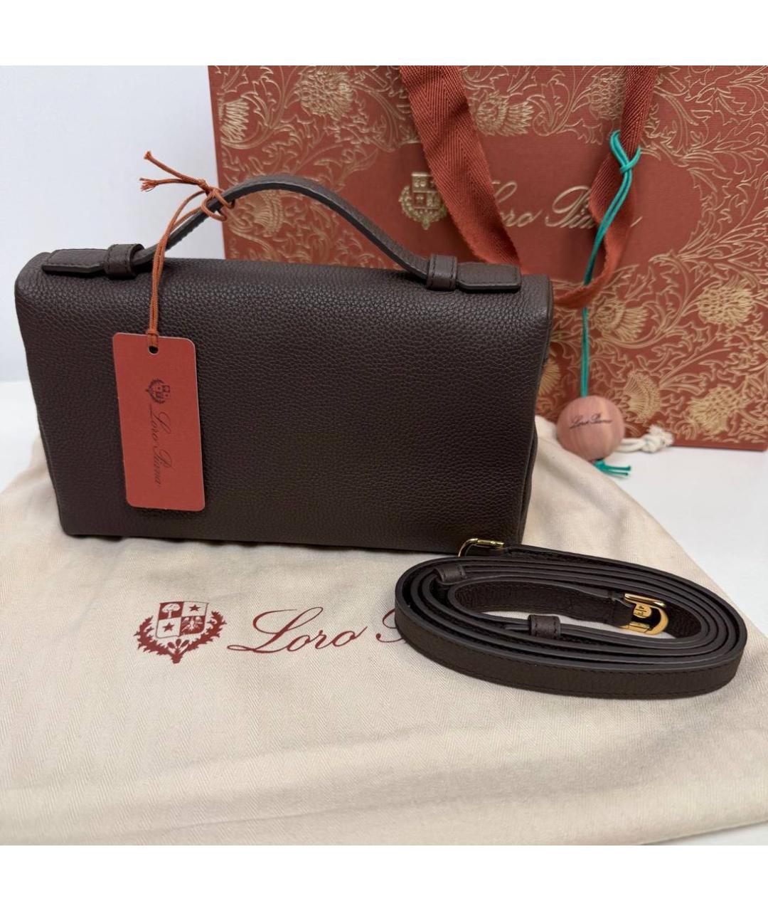 LORO PIANA Коричневая кожаная сумка через плечо, фото 3