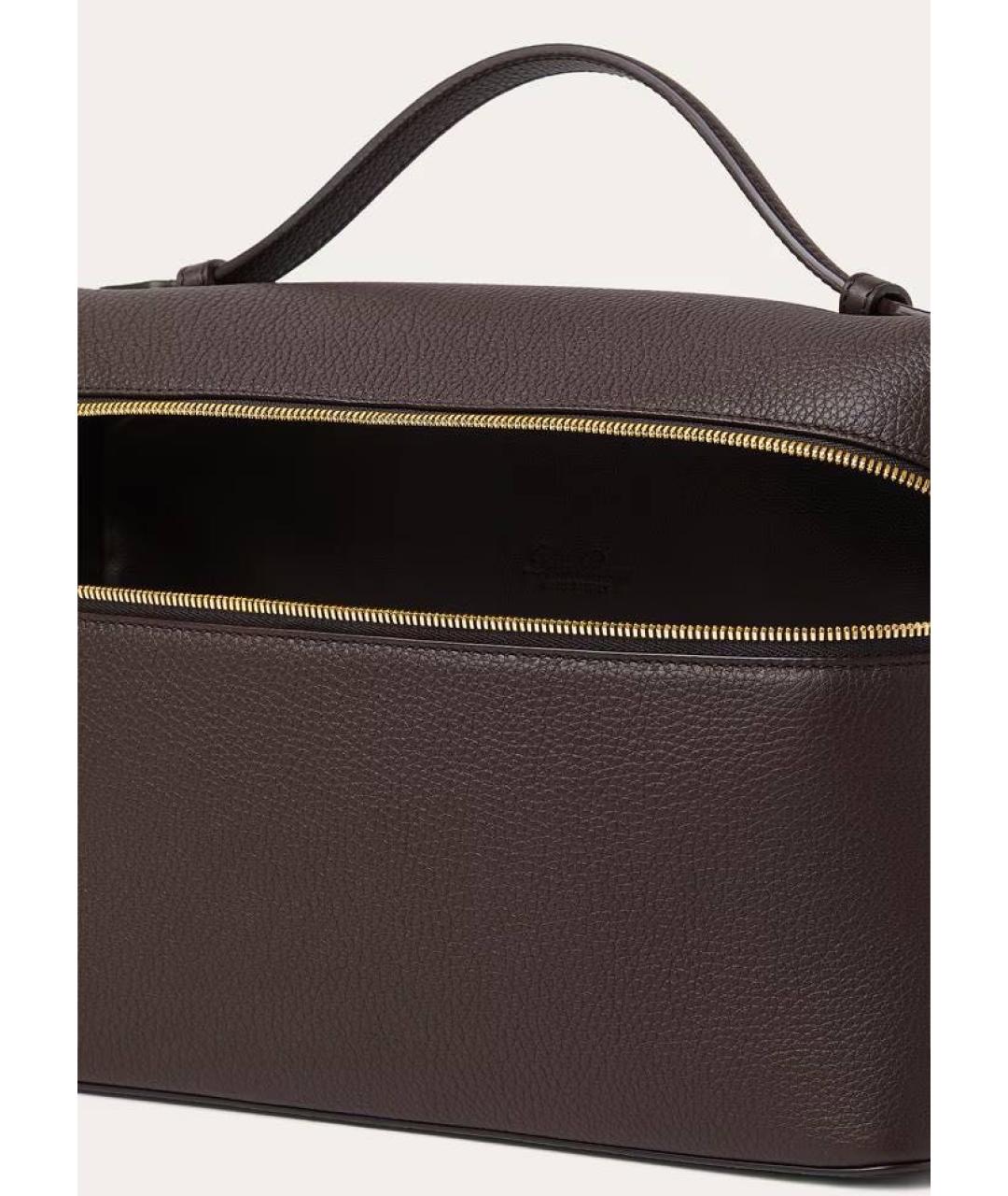 LORO PIANA Коричневая кожаная сумка через плечо, фото 4