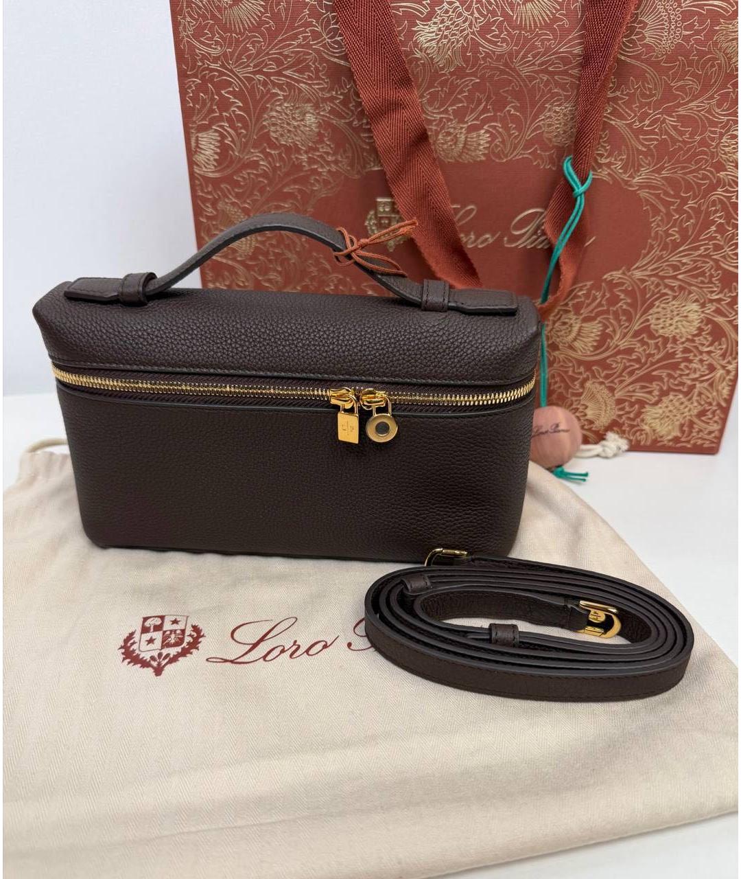 LORO PIANA Коричневая кожаная сумка через плечо, фото 2