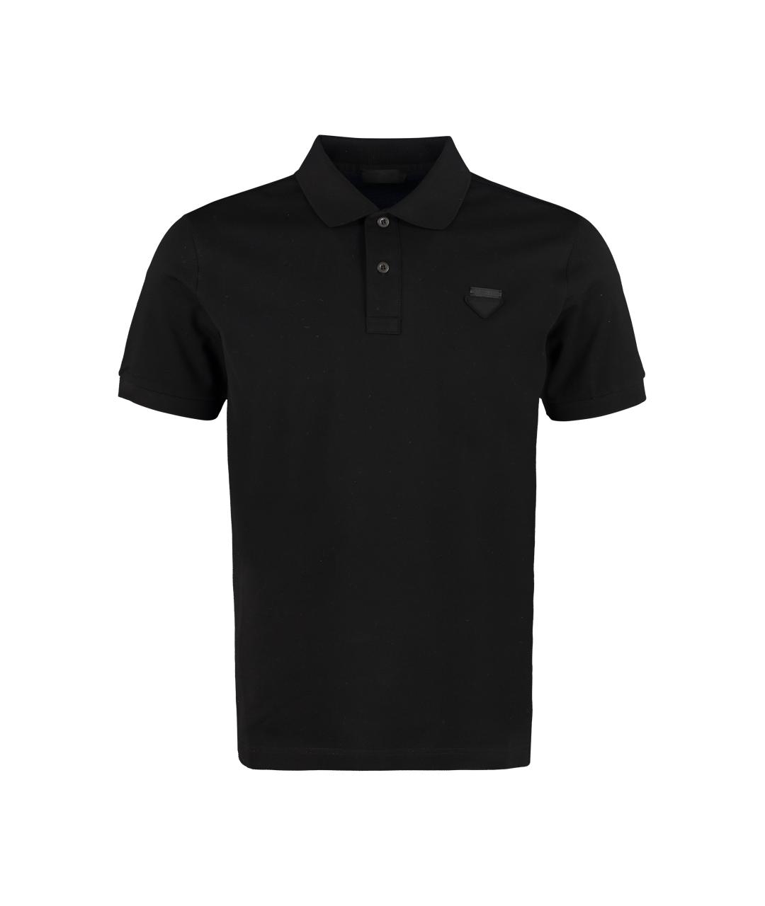 PRADA Черное хлопковое поло с коротким рукавом, фото 1