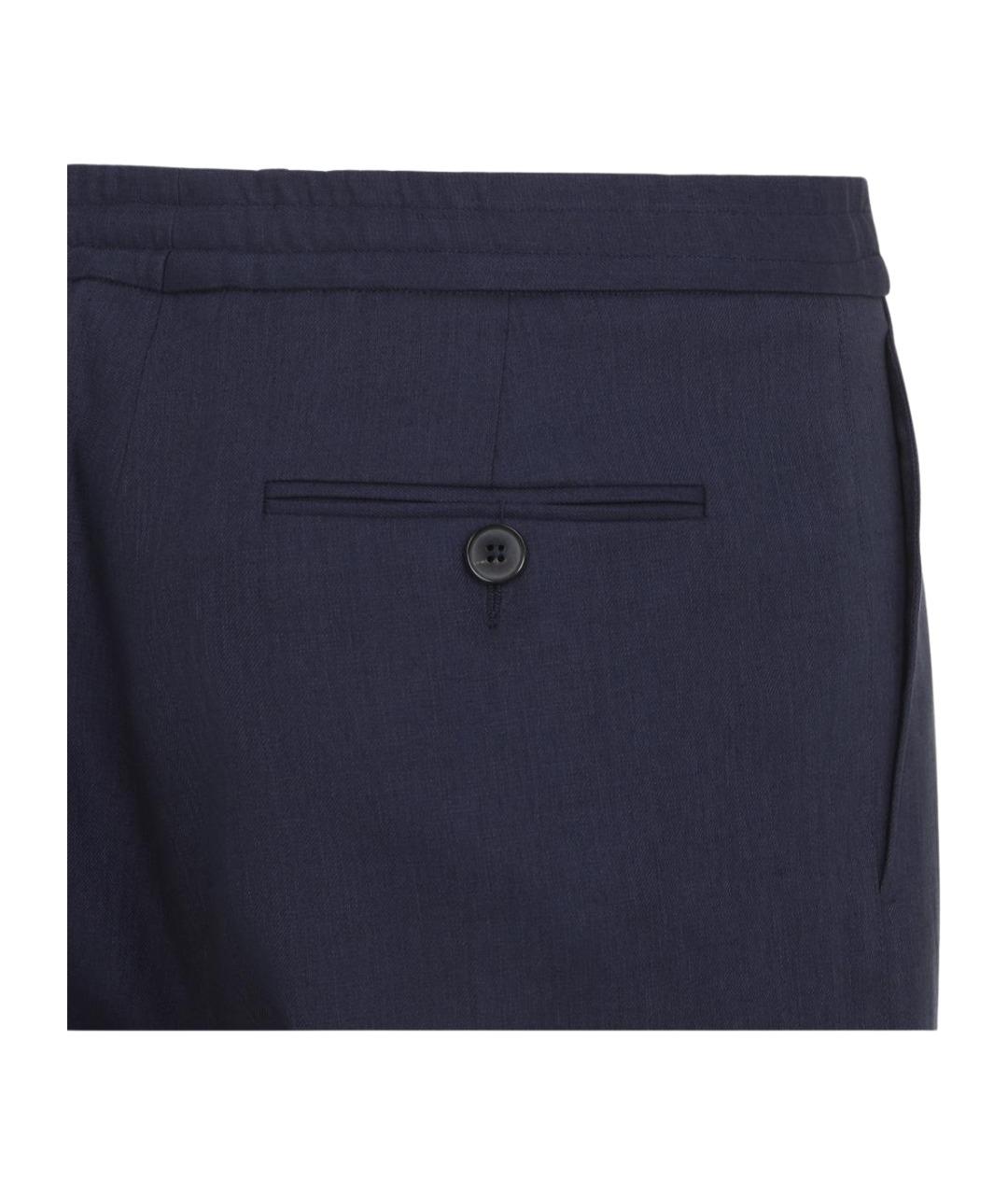 ZEGNA Синие льняные повседневные брюки, фото 3