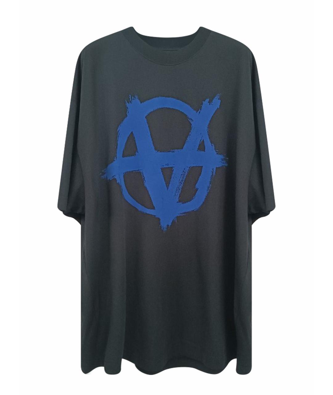 VETEMENTS Черная хлопковая футболка, фото 1