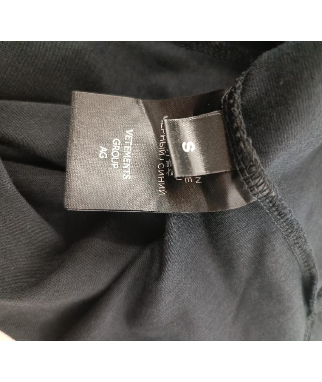 VETEMENTS Черная хлопковая футболка, фото 4
