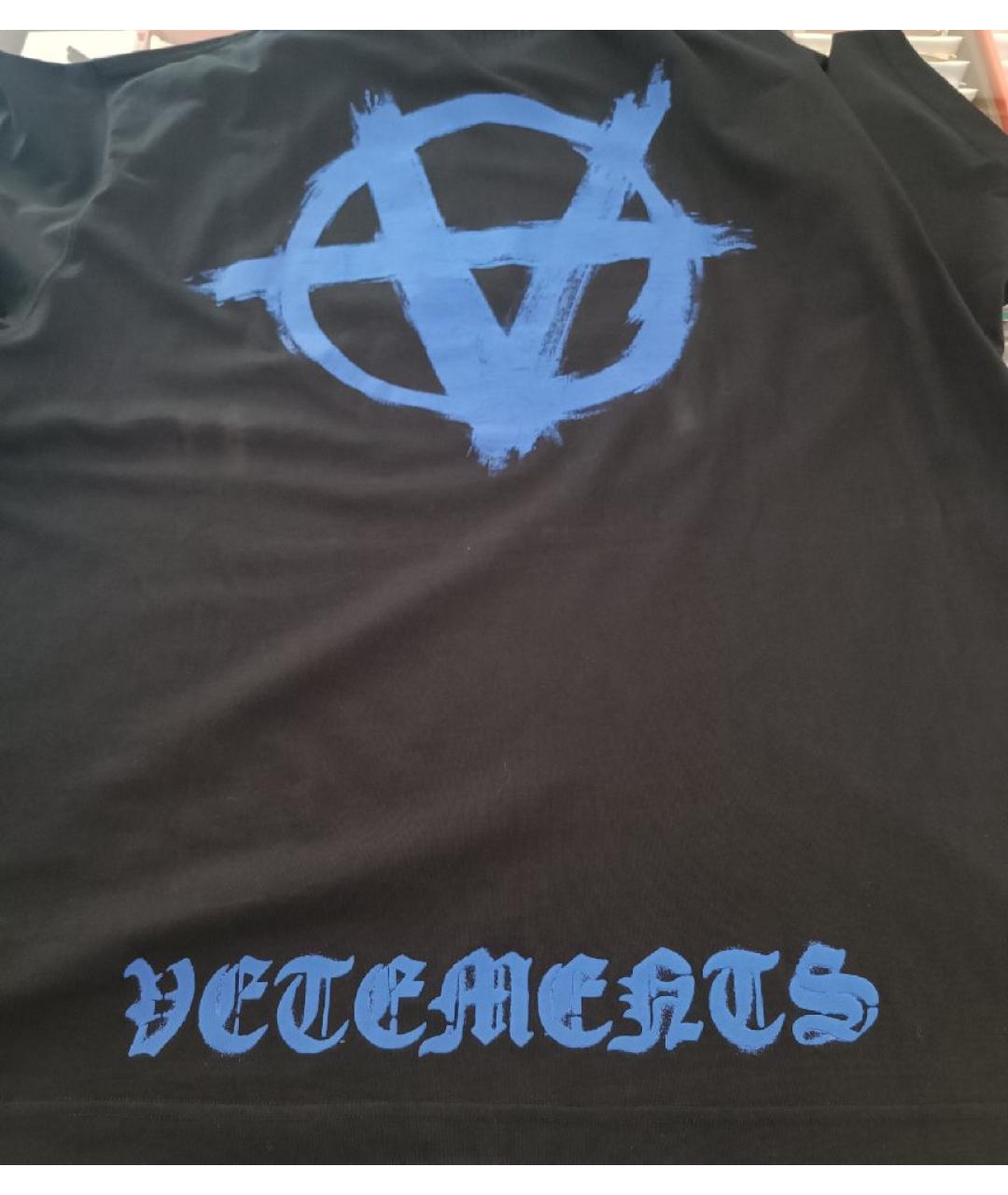 VETEMENTS Черная хлопковая футболка, фото 5