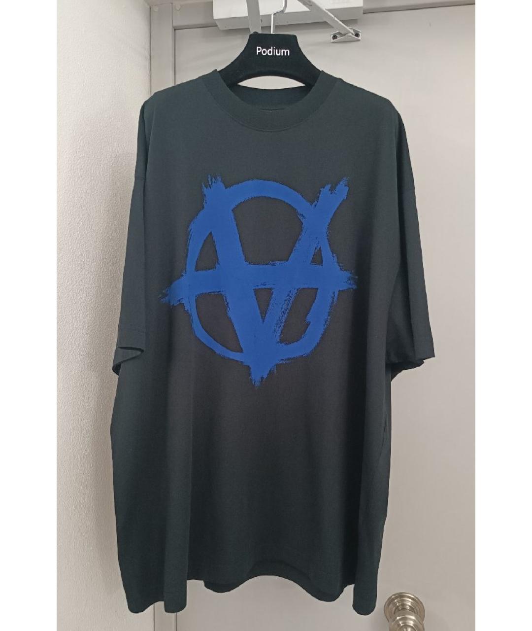 VETEMENTS Черная хлопковая футболка, фото 6