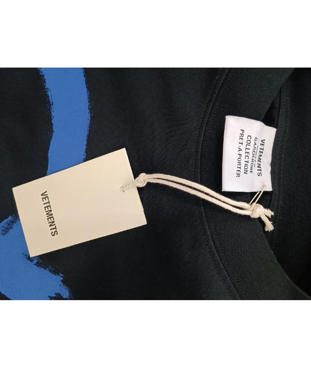 VETEMENTS Черная хлопковая футболка, фото 3