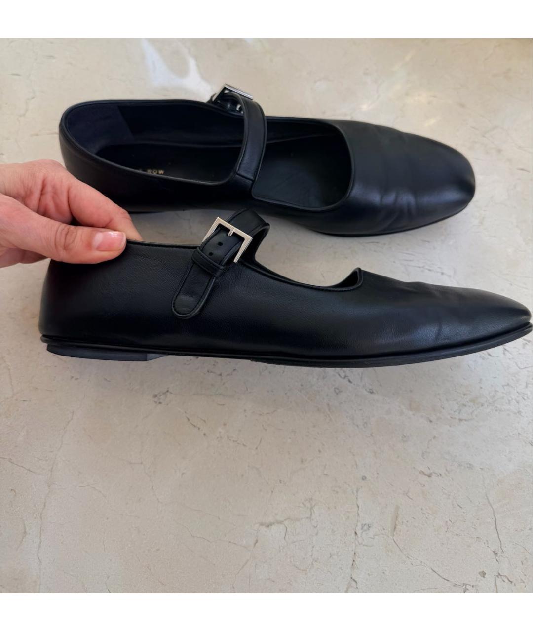 THE ROW Черные кожаные балетки, фото 4