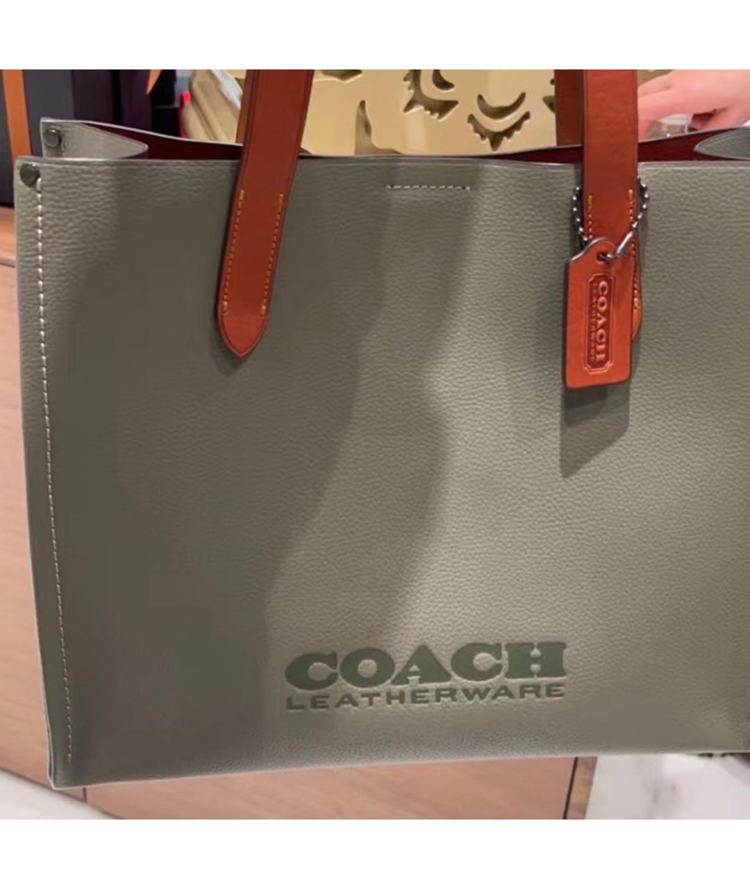 COACH Зеленая кожаная сумка тоут, фото 8