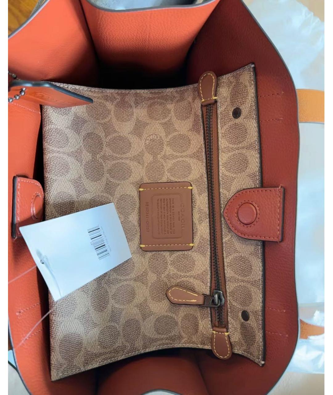 COACH Зеленая кожаная сумка тоут, фото 6