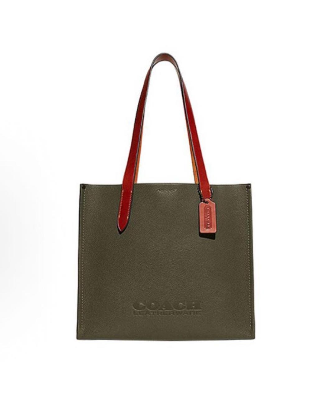 COACH Зеленая кожаная сумка тоут, фото 9