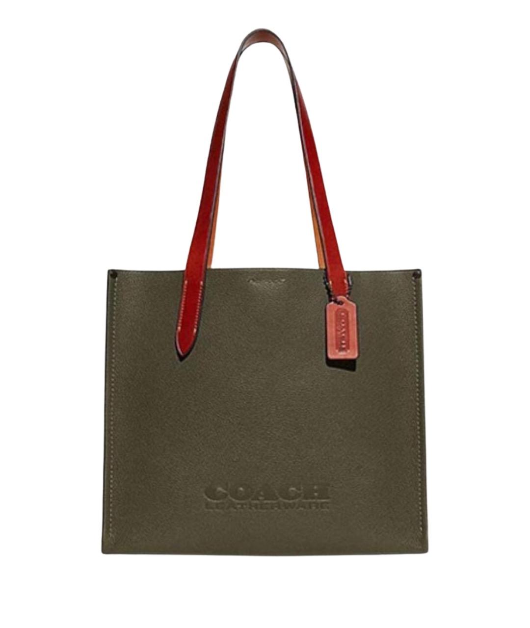 COACH Зеленая кожаная сумка тоут, фото 1