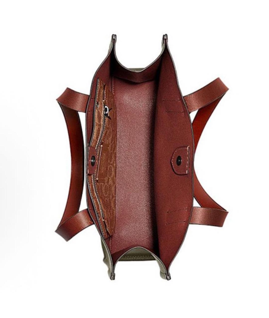 COACH Зеленая кожаная сумка тоут, фото 2