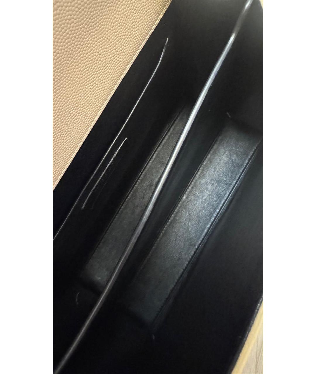 SAINT LAURENT Бежевая кожаная сумка с короткими ручками, фото 7