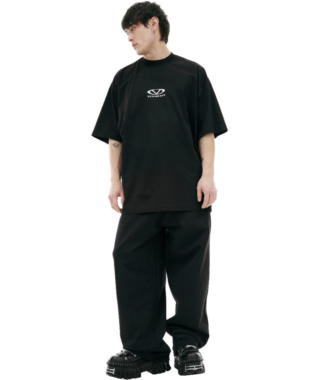 VETEMENTS Черная хлопковая футболка, фото 5