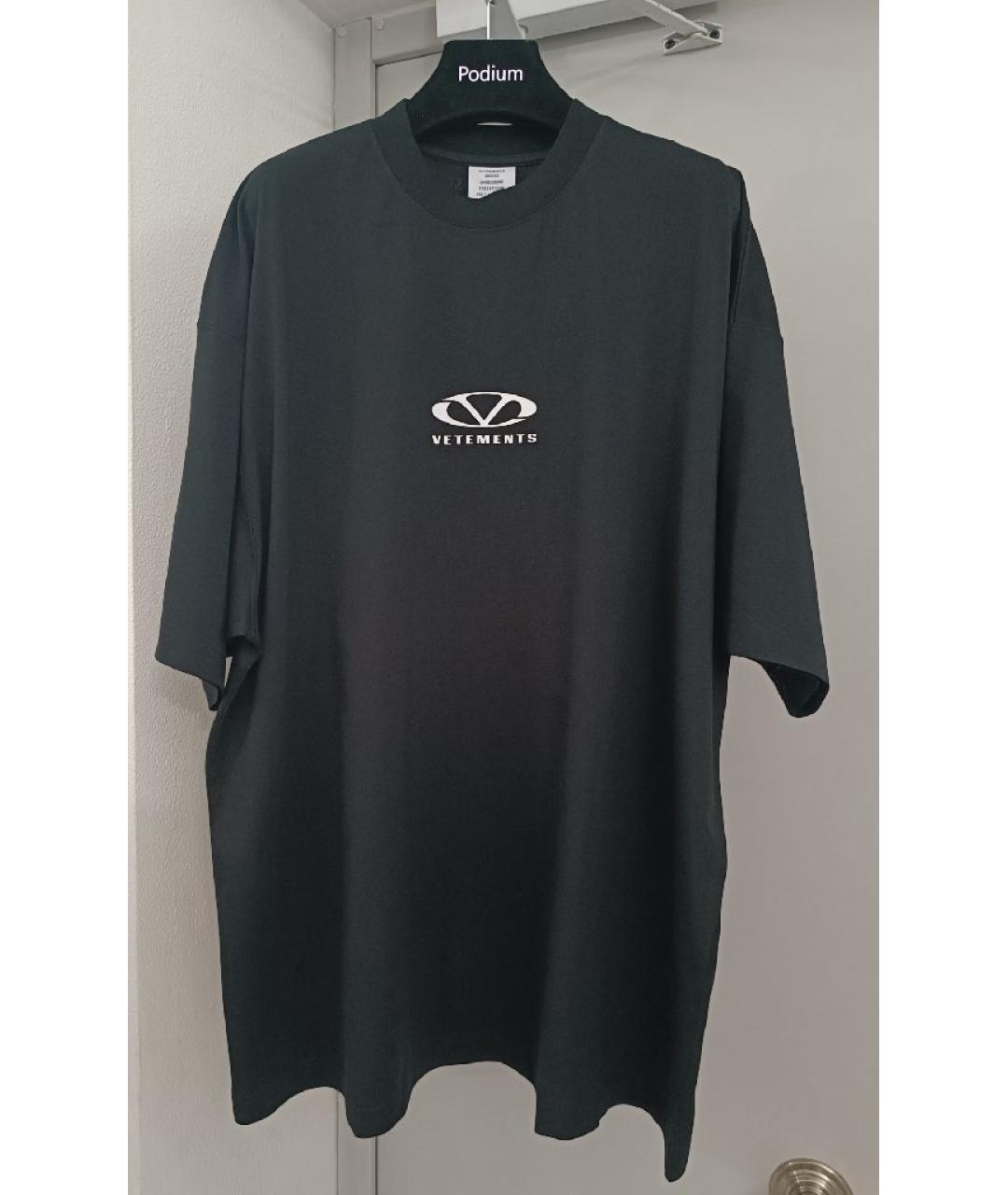 VETEMENTS Черная хлопковая футболка, фото 7