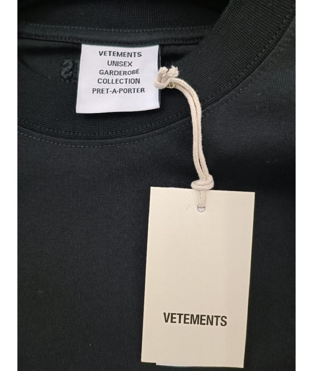 VETEMENTS Черная хлопковая футболка, фото 3