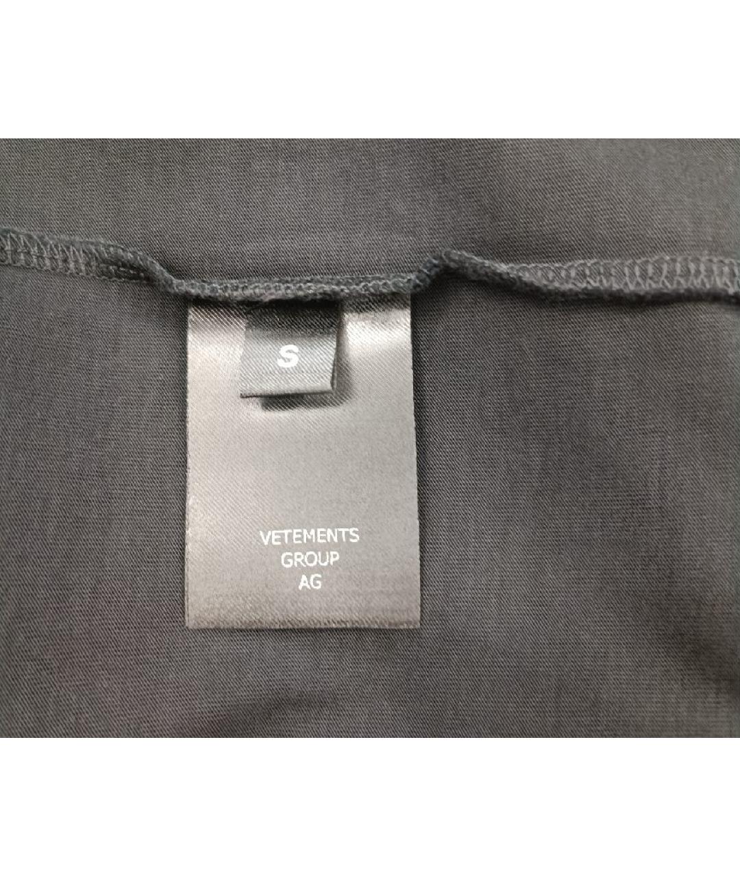 VETEMENTS Черная хлопковая футболка, фото 4