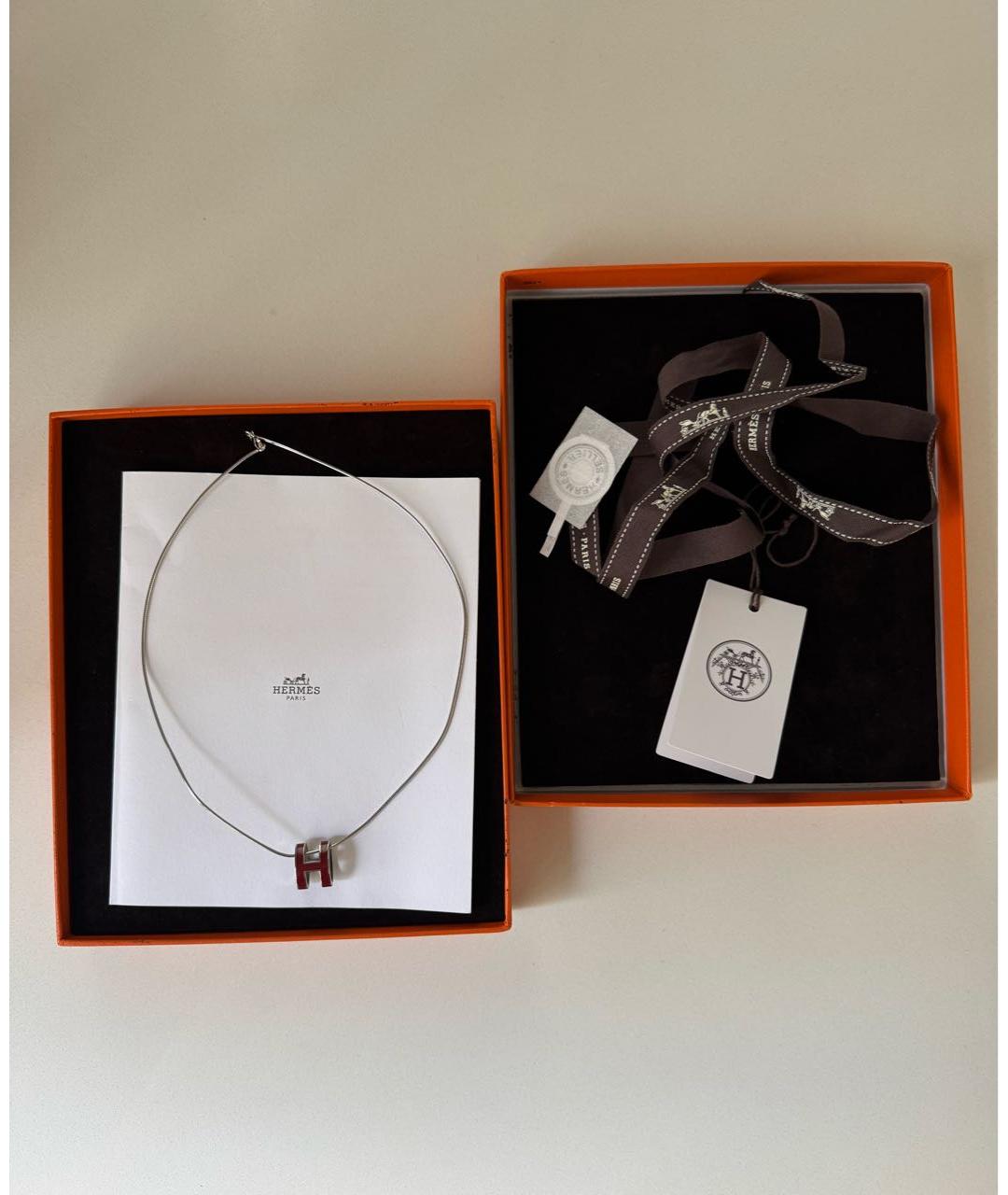 HERMES Бордовая металлическая подвеска, фото 3