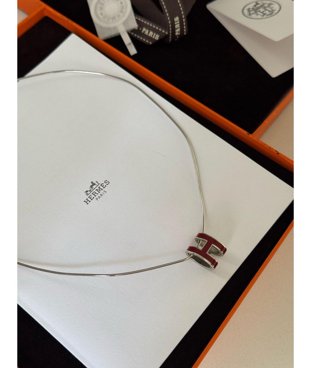 HERMES Бордовая металлическая подвеска, фото 2