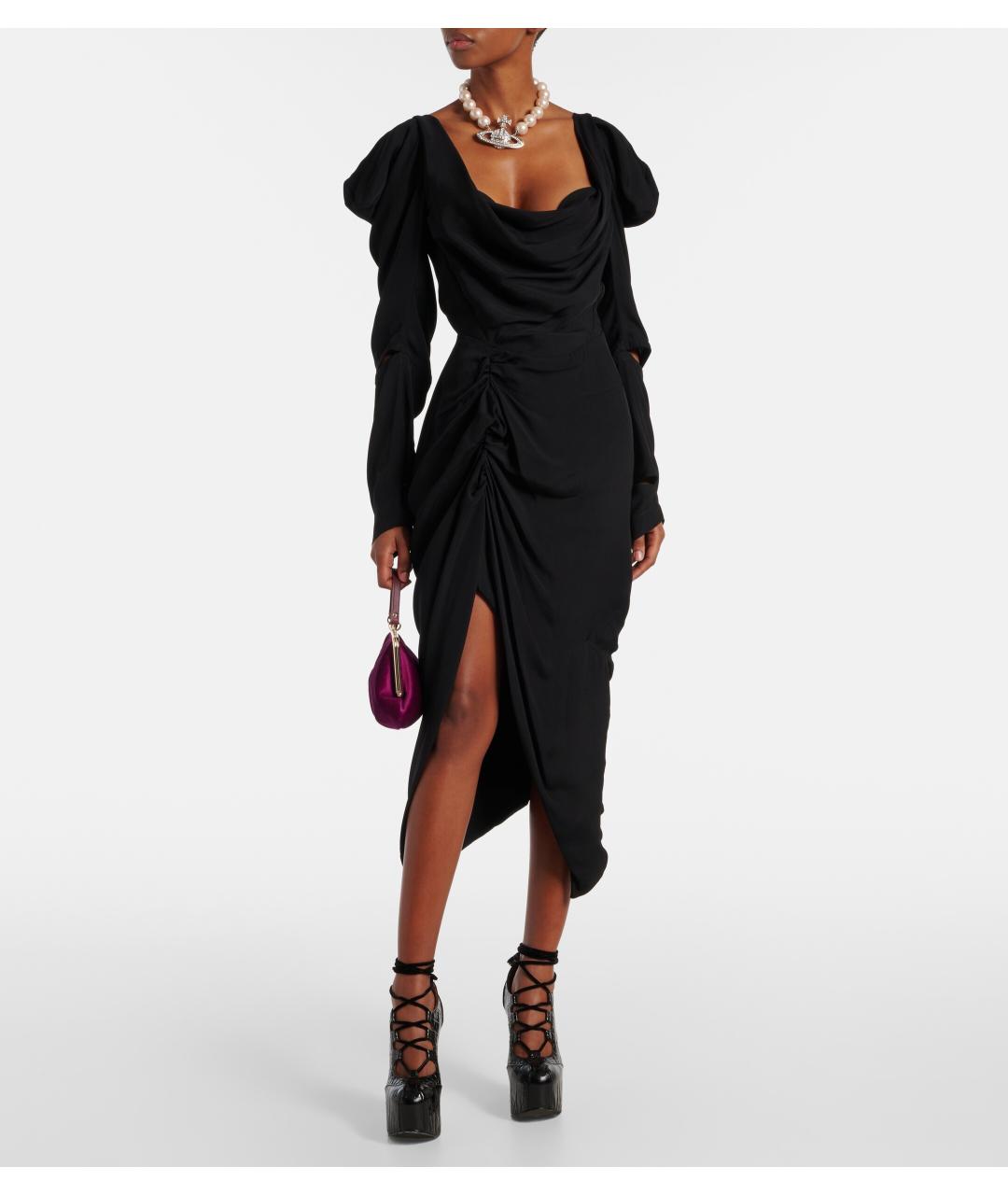 VIVIENNE WESTWOOD Черное вискозное коктейльное платье, фото 2