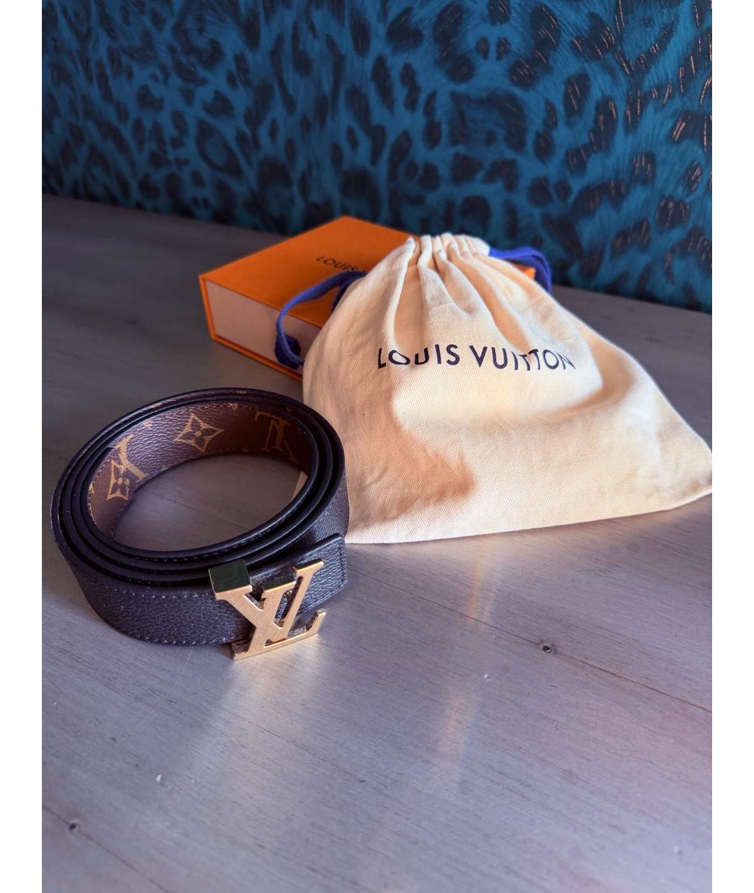 LOUIS VUITTON Черный кожаный ремень, фото 7