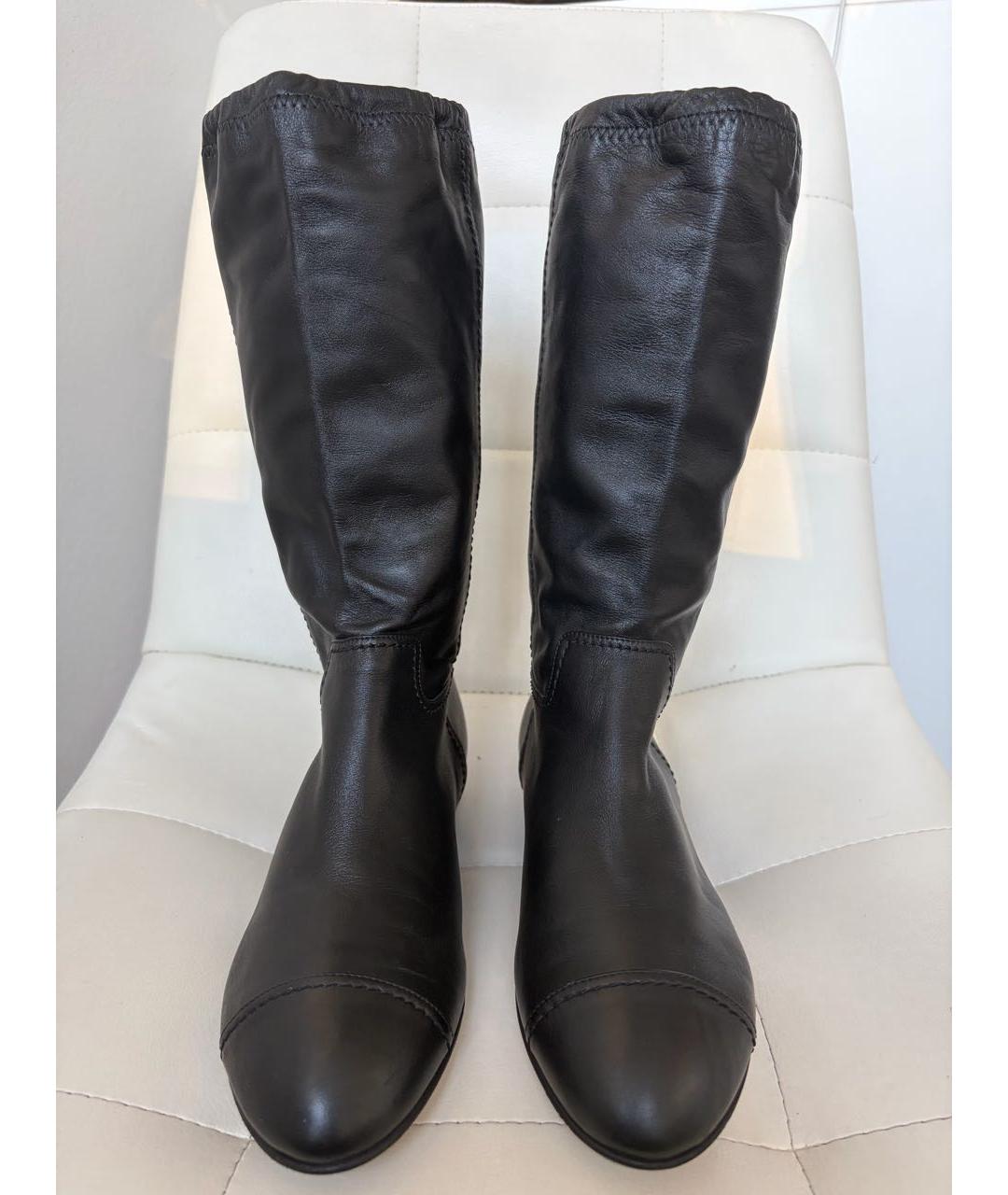 CHANEL Черные кожаные сапоги, фото 2