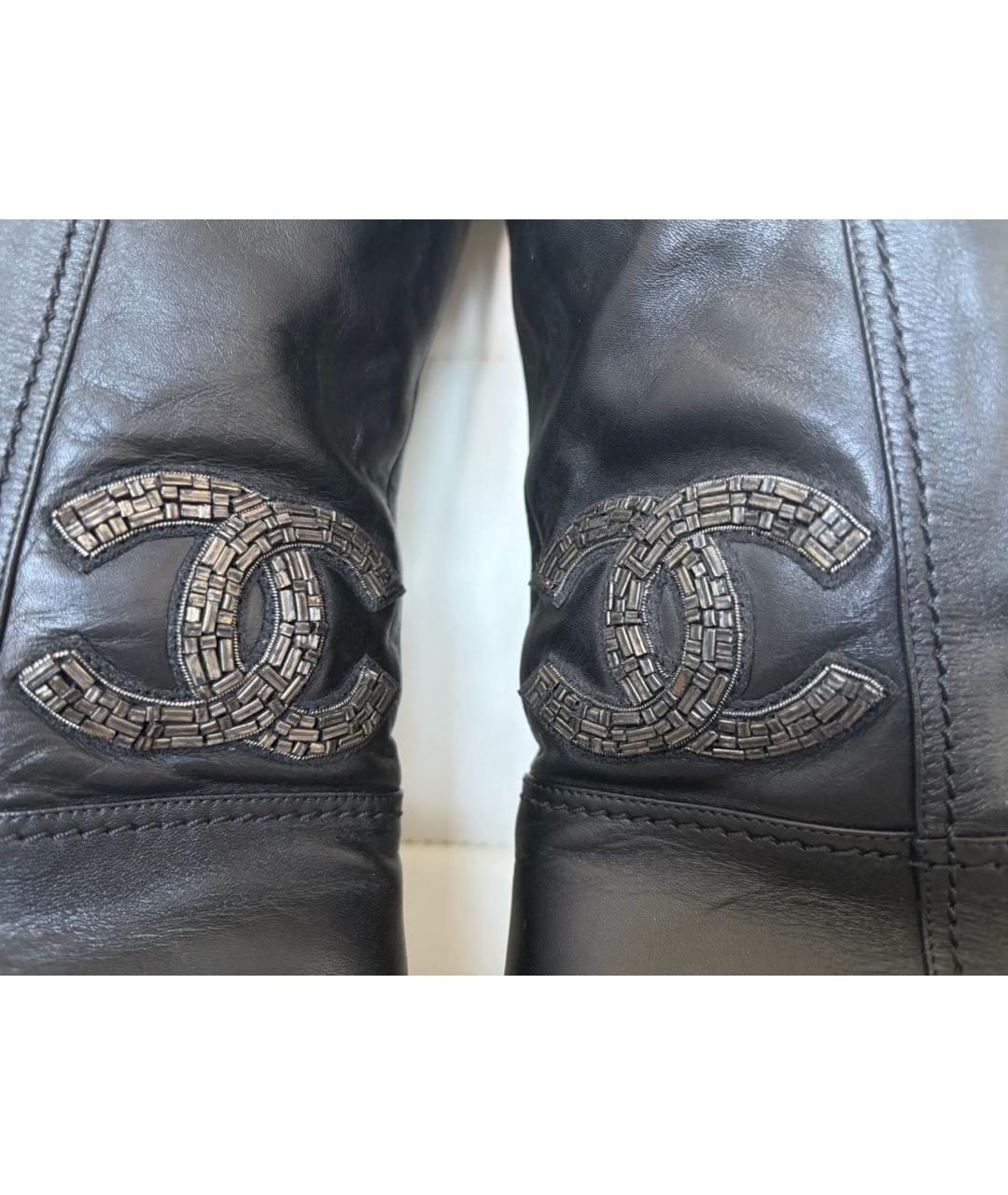 CHANEL Черные кожаные сапоги, фото 3