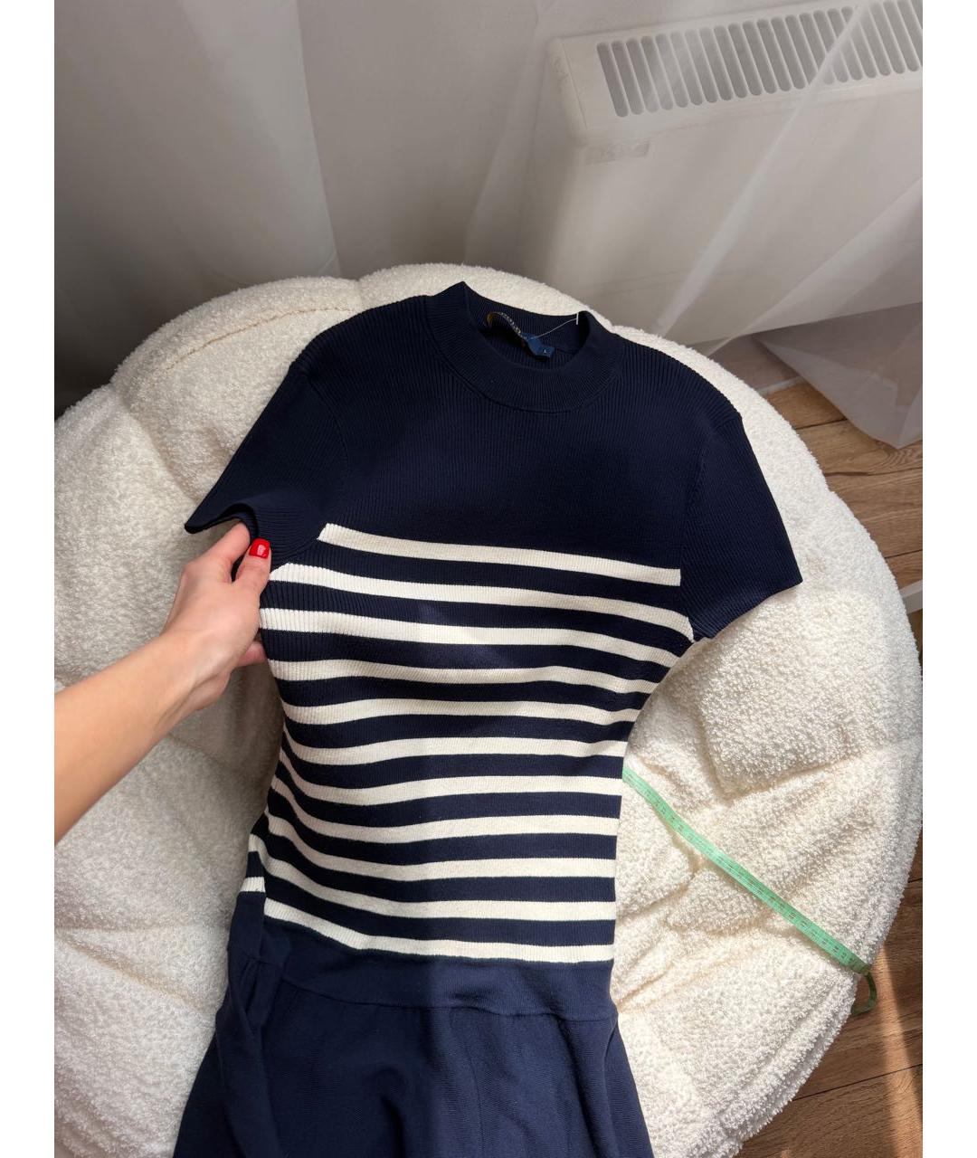 POLO RALPH LAUREN Синее вискозное повседневное платье, фото 4