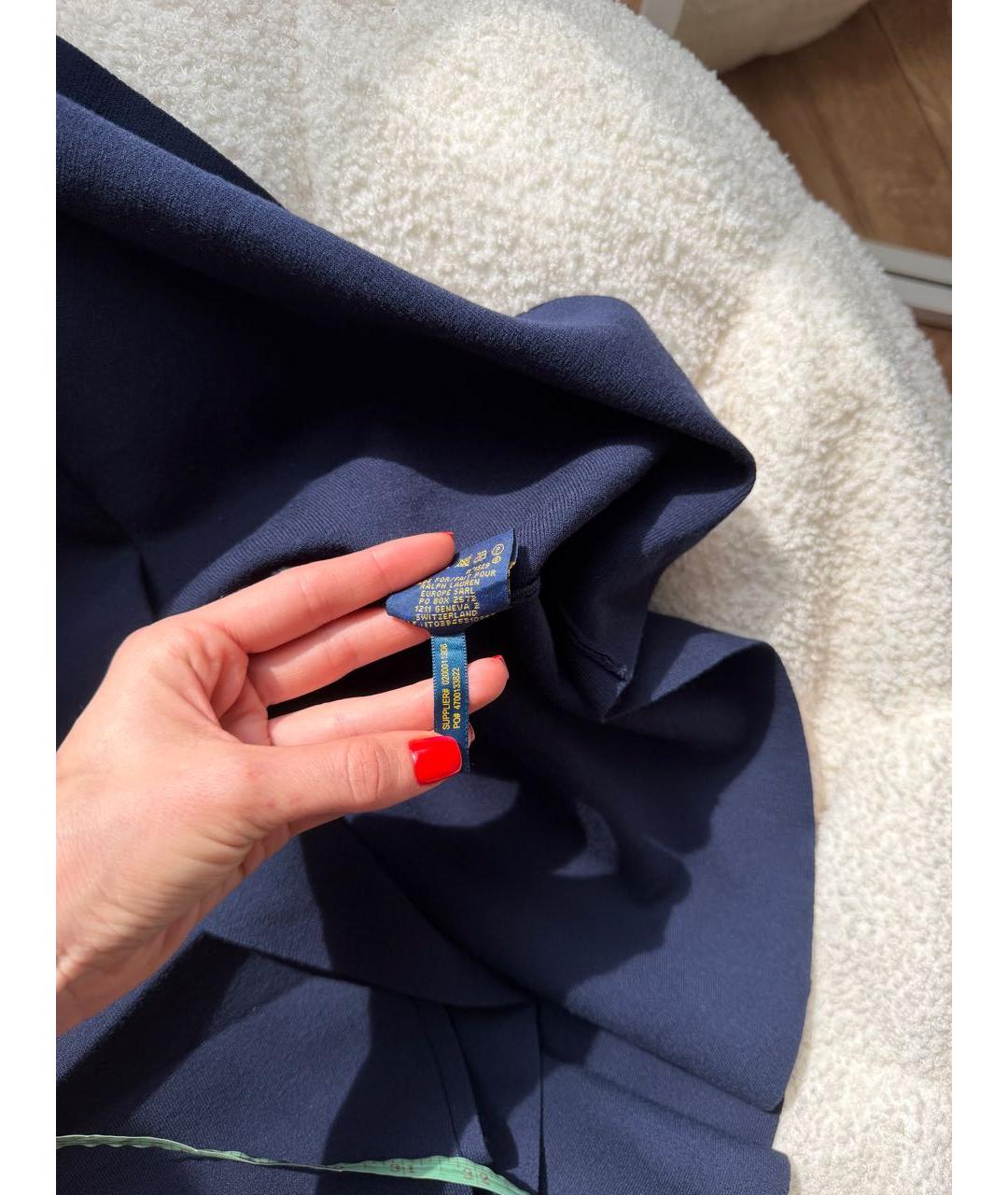 POLO RALPH LAUREN Синее вискозное повседневное платье, фото 5